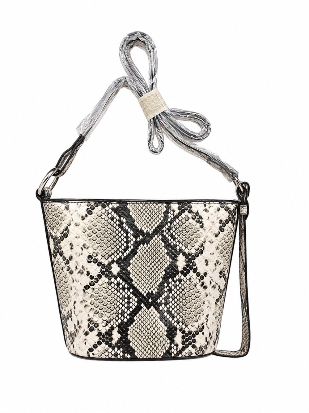 Women’s Snake Print Crossbody Bag Neutral Faux Leather Shoulder Purse NWOT - Picture 2 of 12